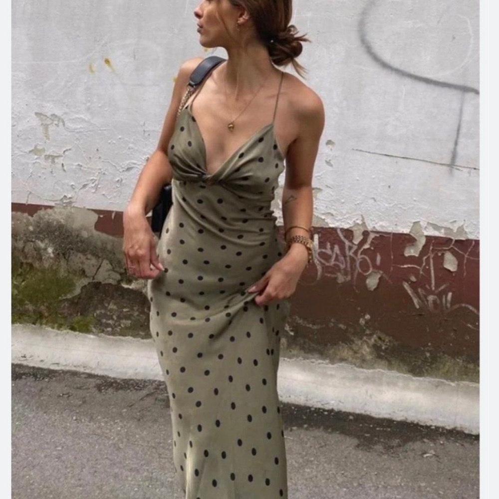 Zara polka dot satin dress